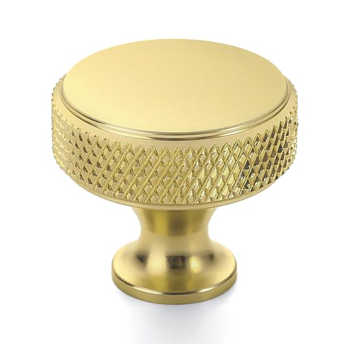 10 Pack Matte Gold Knurled Cabinet Knobs Round Drawer Pulls - color: Matte Gold