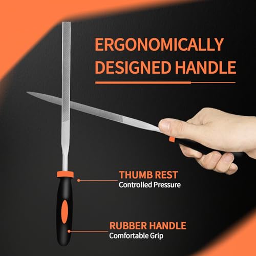KUZURYU 6-Piece Metal Needle File Set - Hardened Alloy Steel Includes Flat, Warding, Square, Triangular, Round, and Half-Round Files - size: Needle File-6PCS