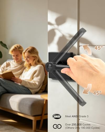 Probrico Interior Door Handles with Lock, Matte Black Privacy Levers for Bedroom Bathroom, Heavy Duty Square Reversible Lockset, 10 Pack - color: Matte Black