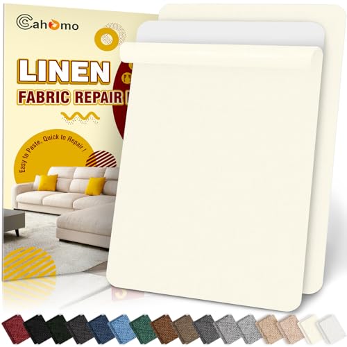 Linen Repair Tape 2Pcs 8x12 inch, Self Adhesive Fabric Patches, Couch Repair Patch Kit, Fabric Repair Tape for Furniture, Sofas, Carpet, DIY, Headboards, Chairs, Pillows, Linen Goods - Beige White - color: Beige White, size: 8x12inch