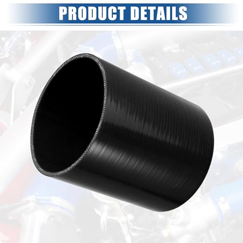 uxcell 5" ID 6" Length 4-Ply Reinforced High Temp Straight Coupler Silicone Reducer Hose Black for Car Intercooler Intake Piping - size: 5" ID