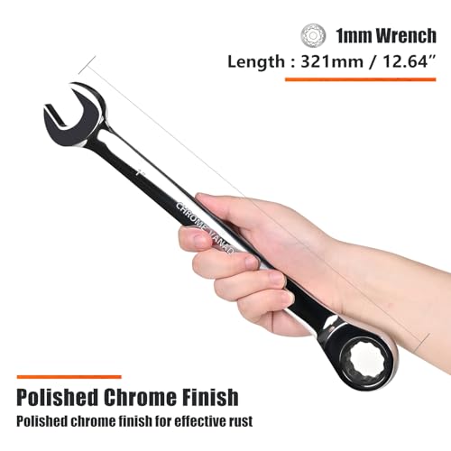 Egofine 1 inch Ratcheting Combination Wrench SAE, Industrial Grade Gear Spanner with 12-Point Design, 72-Tooth Ratchet, Chrome Vanadium Steel - size: 1"