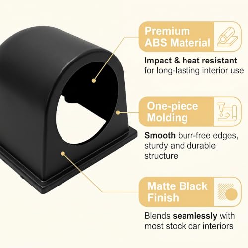 Car 2" 52mm Gauge Pod, ABS Plastic Console Dashboard Pod Holder, Waterproof Auto Console Dash Meter Cup, Car Black Single Hole Pillar Gauge Pods, Universal for Most Cars/Trucks/Boats