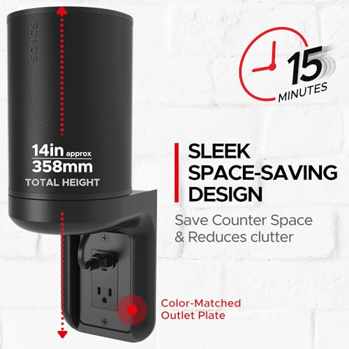 Sound Bass ERA100 Shelf Wall Outlet AC, Black, Plug Mount Organizer - color: Black