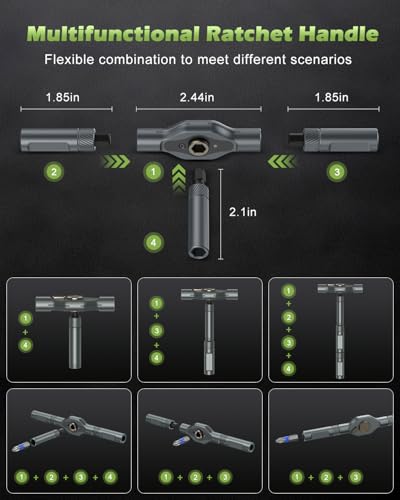 KeeKit Ratchet Screwdriver Set, Detachable Handle, Magnetic Tips, Mini Size