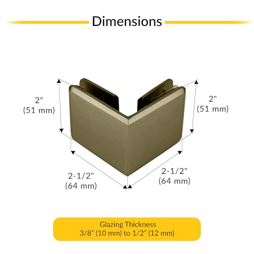 Brixwell Beveled Style Glass To Glass Clamp Brass, Brushed Bronze Finish - color: Brushed Bronze
