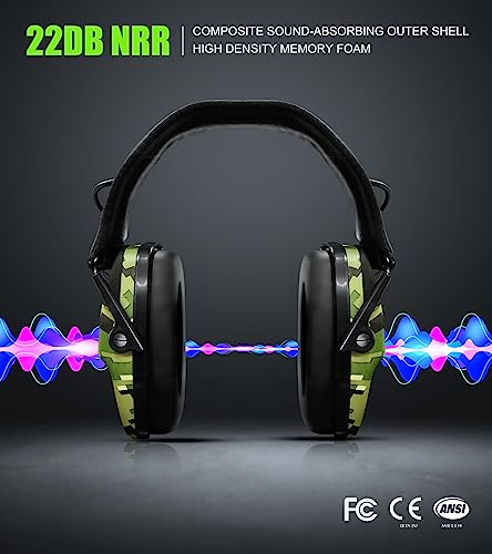 Upgrade Bluetooth 5.4 Shooting Ear Protection with Sound Amplify Electronic Digital Safety Ear Muffs Slim Hearing Protector for Shooting Hunting Gun Range - Digital Camo - style: Bluetooth Earmuffs(camo)