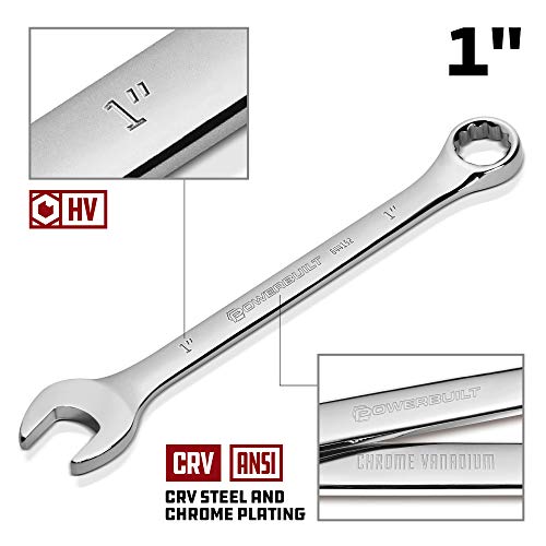 Powerbuilt 1-Inch Combination Wrench, SAE 12 Point Double Ended Box and Open End, 15 Degree Offset - 644152 - size: 1"