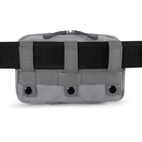 FRTKK Tactical Molle Admin Pouch Utility Laser Cut EDC Tool Pouch Bag Horizontal Modular Pouches Include US Flag Patch and Keychain - color: Grey