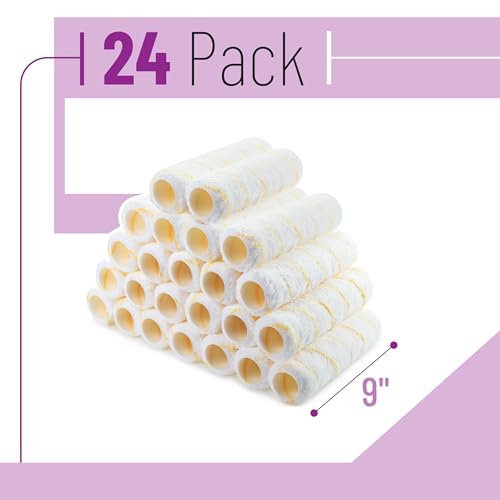 Bates- Paint Roller Covers, 9", Pack of 24, Covers for Paint Rollers 9 Inch, 9 Inch Paint Roller Covers, Paint Roller Cover, Paint Roller Covers 9 Inch, Large Paint Roller Covers - color: Yellow Stripes, size: 9 Inch, 24 Pack
