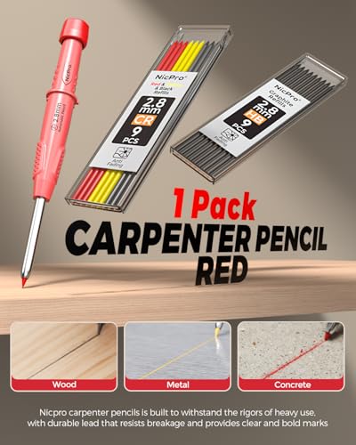 Nicpro Woodworking Scriber T Ruler with Pencil, Aluminum Alloy T Square