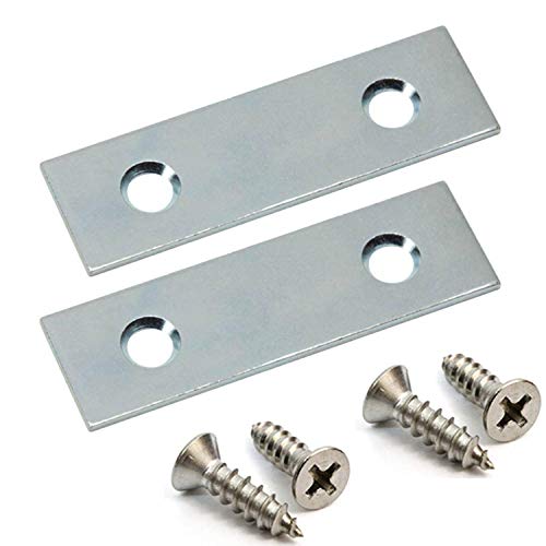 Zinc Plated Steel Mending Plate 1/2" x 2" (10 Pack) with 20 pcs 1/2" x 4 Gauge Flat Head Phillips Screws