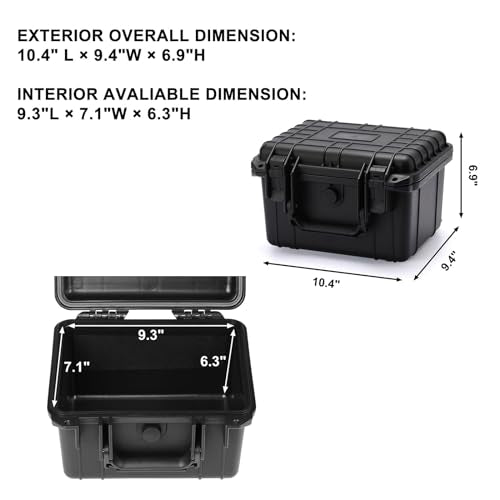 Mayouko Portable Tool Box with Shock- Proof Sponge, Water Proof Grade IP67, Waterproof Hard Case with Foam Insert, Handheld Gimbal Explosion-Proof Box, Waterproof Hard Case, 10.6 x 9.7 x 6.9 inch - size: 10.4"Lx 9.4"Wx 6.9"H