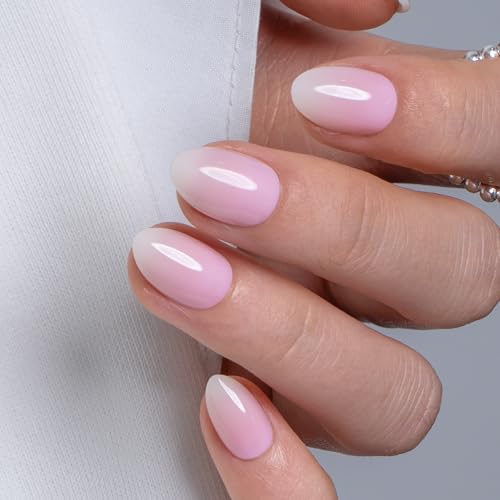 CurvLife Extra Short Almond Ombre Press On Nails, Silk Fade Nude Pink - color: A4 - Silk Fade