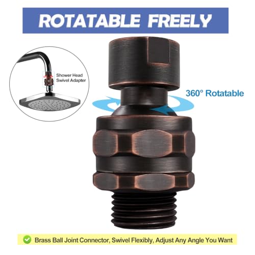 Shower Head Swivel Ball Adapter Brass Adjustable Shower Arm Connector Universal Showering Component Shower Arm Extension- Oil-Rubbed Bronze - color: ORB