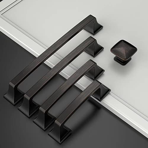 Amerdeco 10 Pack Oil Rubbed Bronze 5 Inch(128mm) Hole Centers Kitchen Cabinet Pulls Hardware Kitchen Handles for Cabinets Cupboard Handles Drawer Pulls - color: Oil Rubbed Bronze, size: 5" hole center