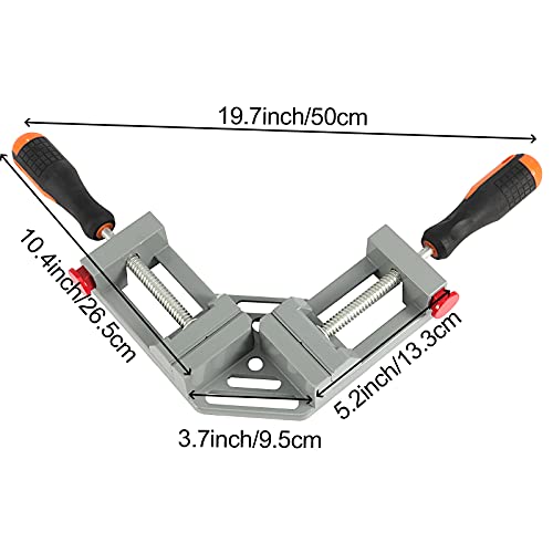 HOIGON 2 Pack Double Handle Corner Clamp, 90 Degree Right Angle Corner Clamp with Adjustable Swing Jaw Aluminum Alloy for Woodworking, Welding, Framing - size: 2 PCS