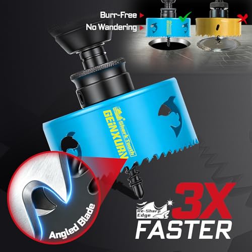 Geinxurn 3-1/2 Inch(89mm) Hole Saw, 1PC HSS Bi-Metal Hole Saw Kit with Shark Tooth Hole Cutter for Wood,Drywall, PVC Boards and Thin Metal - color: 1 PCS 3-1/2"