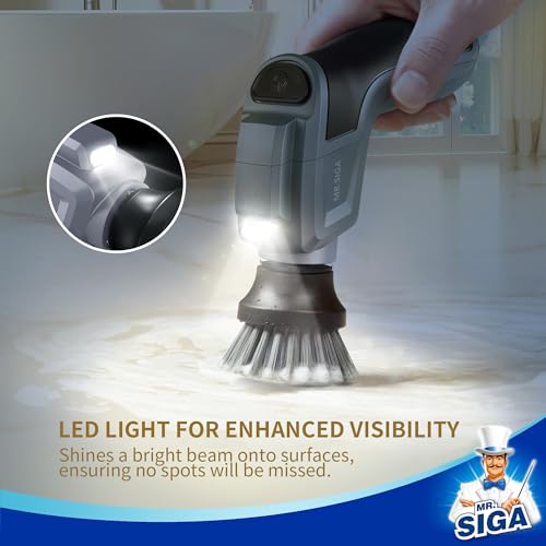 MR.SIGA Electric Spin Scrubber for Kitchen and Bathroom Cleaning