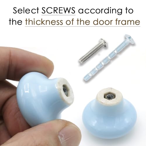 10-Pack Ceramic Cabinet Knobs Sky Blue 32mm Round Drawer Pull - color: Sky Blue