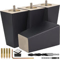 Airy Abode Premium Black Square Furniture Legs (Full Install Kit) - Pick Your Size and Color - color: Black, size: 5 Inches