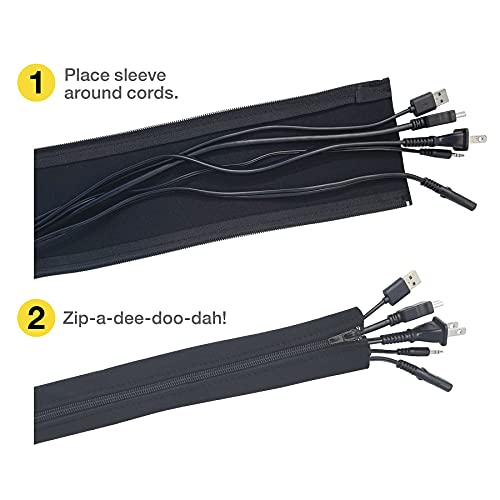 Zipper Cable Sleeve by Wrap-It Storage - 24" x 4" (4-Pack) Black - size: 24in (4-Pack)