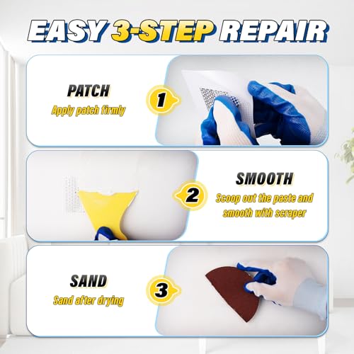 DIYSELF 16-Piece Drywall Repair Kit, Spackle Wall Repair with Mesh Patches - size: 16 Pack