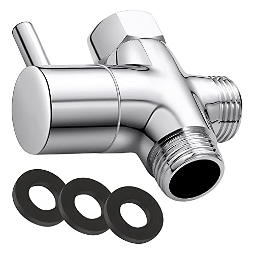 G1/2" Shower Head Diverter Valve, Solid Brass Shower Arm Diverter Valve for Hand Held Showerhead and Fixed Spray Head, 20mm Diameter 3-Way Universal Shower System Replacement Part (Chrome Finish)