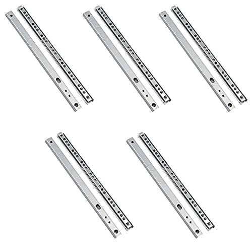ETOPARS 5 Pairs 16" Heavy Duty 17mm Drawer Runners Slide Slides Ball Bearing Grooved Steel Extension Sizes Kitchen Cabinet Desk Capacity Side Mount - size: 16" / 406mm