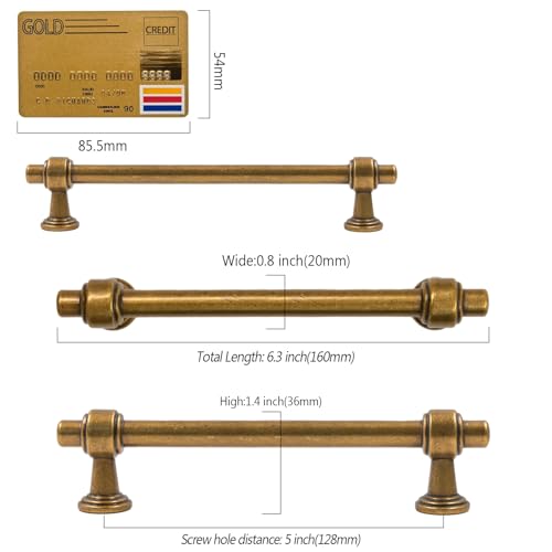 Amerdeco 10 Pack Antique Brass Cabinet Pulls 5 Inch(128mm) Hole Center Drawer Pulls Cabinet Hardware Kitchen Cabinet Handles for Bathroom ZH0069 - color: Antique Brass, size: 5" Hole Center