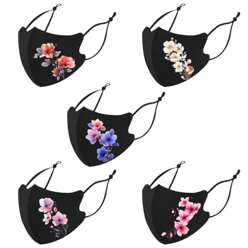 Reusable Cloth Washable Ice Silk Cloth Face Masks,Adjustable Fancy Flower Pattern Cloth Mask for Adult - color: N2