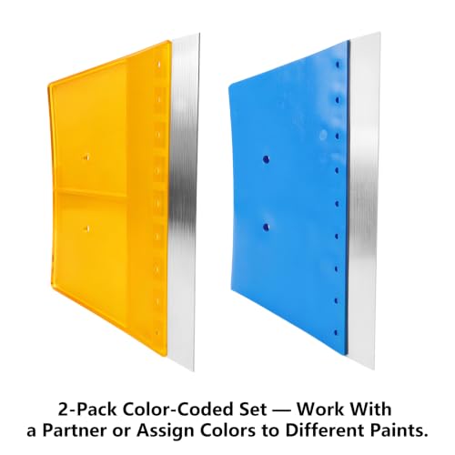 2 Pack 8 Inch Paint Edger & Trim Guard, Stainless Steel Cutting-in Tool, Painter's Tape Alternative for Ceilings, Baseboards, Door Frames & Trim, Yellow & Blue