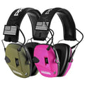 PROHEAR 2 Pack Electronic Ear Protection for Shooting with 4X Sound Amplification, Gun Range Hearing Protection Muffs, NRR 23dB Noise Reduction Headphones for Hunting, Green and Pink - color: 4x Amp