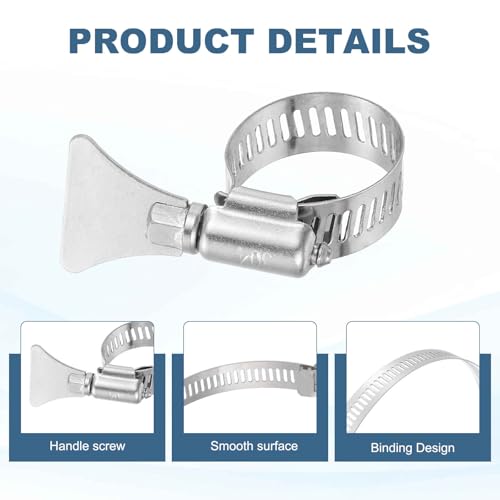 HARFINGTON 4pcs Hose Clamps 1.8"-2.8" (46-70mm) Adjustable 304 Stainless Steel Worm Gear Hose Clamps Assortment Kit for Plumbing Dryer Vent Automotive Dust Collector - size: 46-70mm