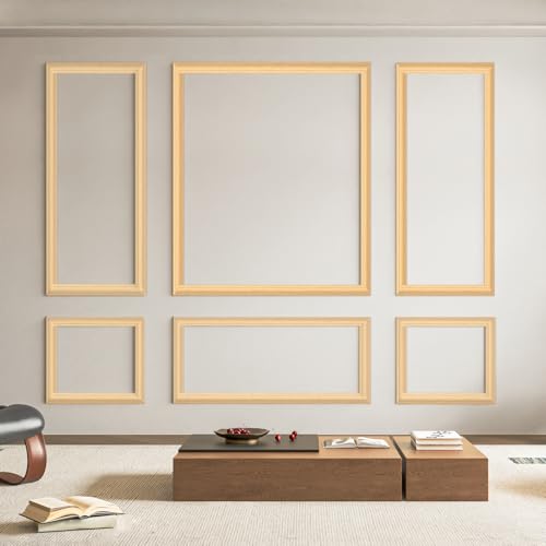 Art3d Pre-Cut Wall Molding Set of 6 pcs, 3 Top 3 Bottom, Oak - color: Oak: Style 1