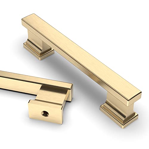 Asidrama 10 Pack 3.75 Inch(96mm) Brushed Brass Kitchen Cabinet Handles, Cabinet Pulls Kitchen Cabinet Hardware for Cupboard Drawer Pulls - color: Brushed Brass, size: 3.75" Hole Center, style: 10 Pack