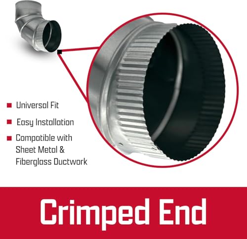 4" Adjustable Duct Elbow 90 Degree HVAC - Galvanized Sheet Metal 28-Gauge Duct Connector - Ideal for Round Tube Air Ventilation & Vent Pipe Ductwork (4 Inch) - size: 4 Inch