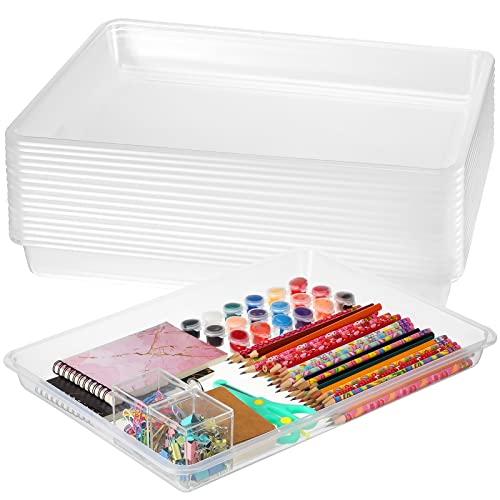Maitys 15 Pack Plastic Art Trays 12 x 16 Inch Sensory Trays, Clear - color: Clear