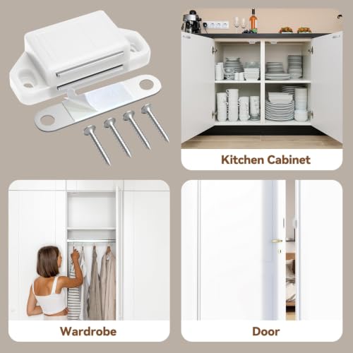 Tonitrui Cabinet Magnetic Catch Door Latch 25LB for Kitchen Drawer Magnets to Stay Closed Magnetic Catch Closet for Drawer（White 12 Pack） - color: White, size: 12 Pack