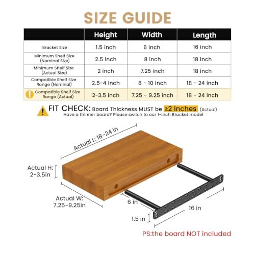 2pcs Floating Shelf Hardware Heavy Duty Hidden Shelf Brackets Support,Wall Mounting Invisible Floating Shelves Bracket with Jig (18" x 6" x 1.5" with Tools) - size: 18" x 6" x 1.5"