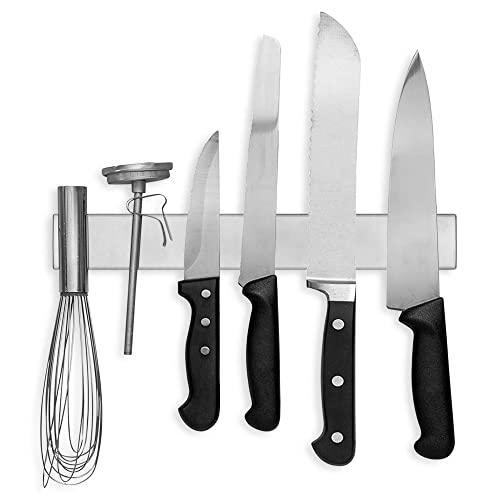 Modern Innovations Magnetic Knife Holder for Wall and Fridge - 12" Knife Magnetic Strip, Magnet Kitchen Knife Holder and Rack, Stainless Steel Magnetic Knife Bar for Kitchen Utensils - size: 12 Inch