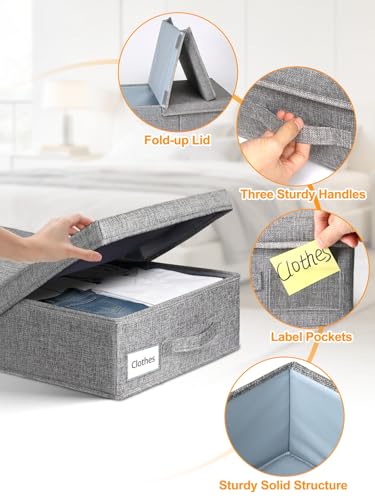 punemi 6 in Tall Under Bed Storage Containers with Lids, 2 Pack, Grey - color: Grey, size: 2 Pack-6 inch Tall-Structured