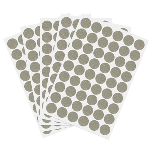 PATIKIL 270 Pieces Screw Hole Stickers, 5 Sheet Self-Adhesive Waterproof PVC Wood Grain Sticker for Screw Holes Wall Cabinets Desk Repairing, Gray Fabric, 21mm/0.83 Inch - color: Gray Fabric