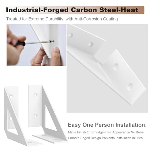 SOGAL White Shelf Brackets 4 Inch Small Floating Shelf Bracket 4 Pack - size: 4x4inch-white