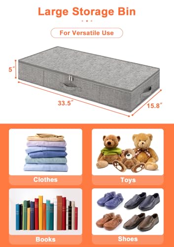 punemi 5 inch High Sturdy Low Profile Under Bed Storage, 2 Pack, Grey - color: Grey, size: 2 Pack-5 inch Tall-Structured