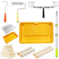 18 inch Paint Roller Kit, 22 PCS Large Paint Roller Tray with Liner, 18 inch Rollers for Painting, Rollers and Frame, 4 FT Extension Pole, Suitable for DIY Interior Walls, Rooms