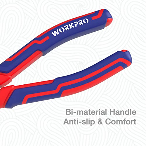 WORKPRO 7-Inch Diagonal Pliers in CRV Steel for Cutting Wires, Bi-material Handle Comfort Grip - size: 7-inch