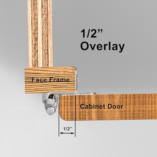 Brushed Nickel Kitchen Cabinet Hinges, 1/2” Overlay, 4 Pack - color: Brushed Nickel