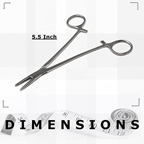 Mayo Hegar Needle Holder Driver with Cross Serrated Jaws Made of Stainless Steel Comes in Multi Position Locking Mechanism Clamping Pliers (5.5 Inch) - size: 5.5 Inch