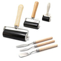 6 Pack Rubber Brayer Roller Kit, 3 Sizes Rubber Rollers with 3 Scrapers for Printmaking Wallpaper Ink Stamping Gluing Oil Painting Plastic Relief Crafting Art DIY - 1.4 in, 2.4 in, 4 in - size: 1.4", 2.4", 4"